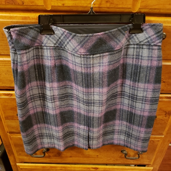 LLBEAN Lined Plaid Wool Skirt Sz 16 Petite NWT Blue/Pink Never Worn!! - Picture 3 of 4